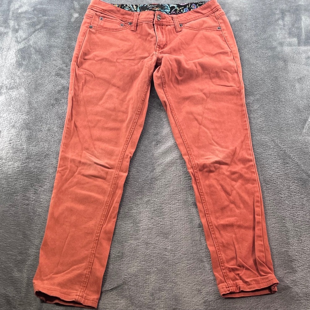 Domaine Brand Jeans Womens Size 7 Coral Orange Skinny Low Rise Stretch Pants